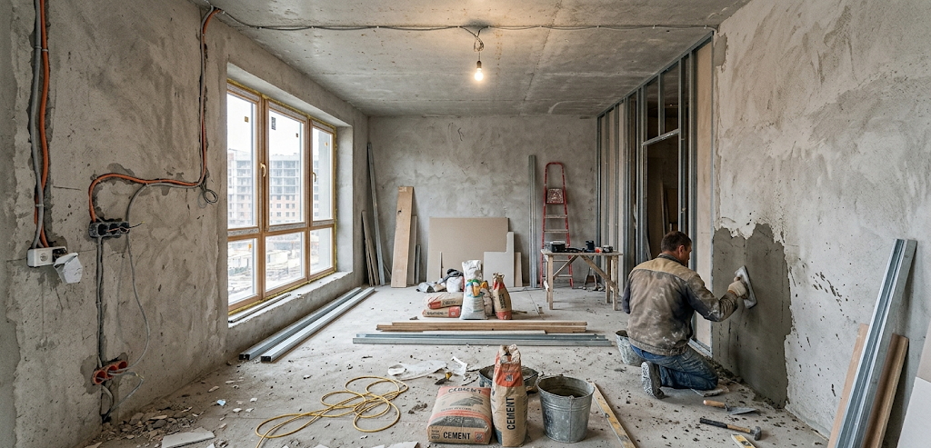 Черновое состояние квартиры до ремонта